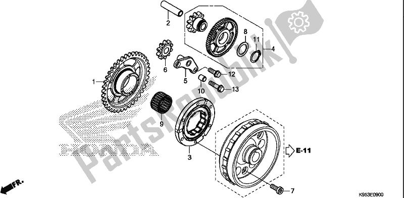 All parts for the Starting Clutch of the Honda CRF 250R 2018