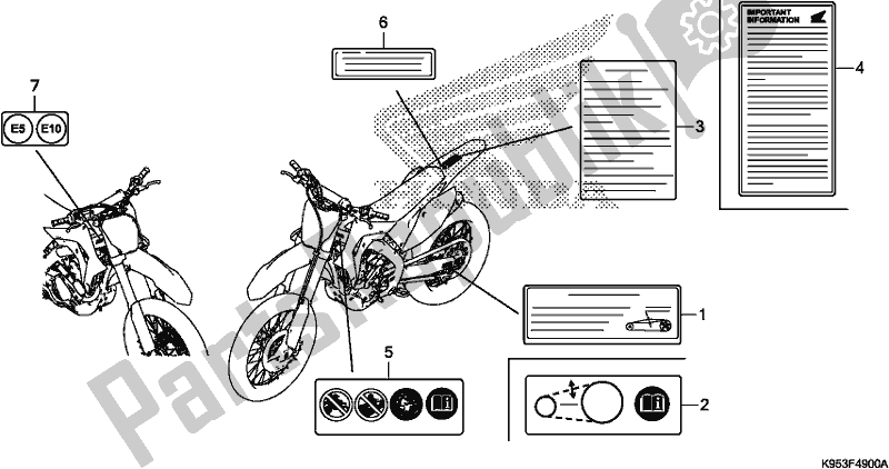 All parts for the Caution Label of the Honda CRF 250R 2019