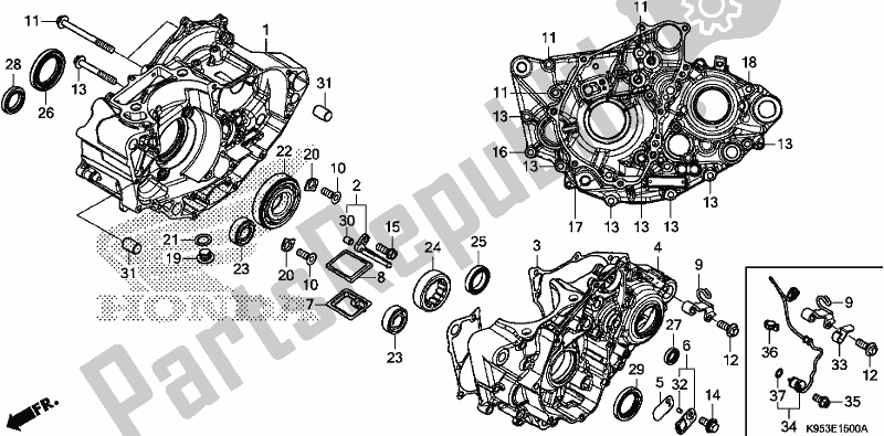 All parts for the Crankcase of the Honda CRF 250R 2019