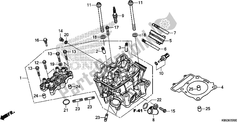 All parts for the Cylinder Head of the Honda CRF 250R 2019