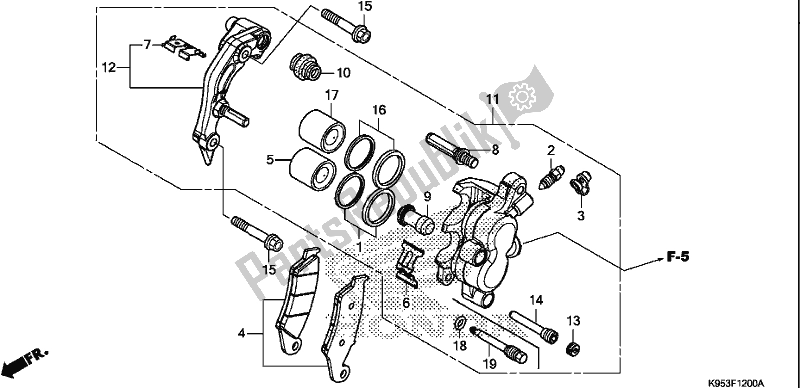 All parts for the Front Brake Caliper of the Honda CRF 250R 2019