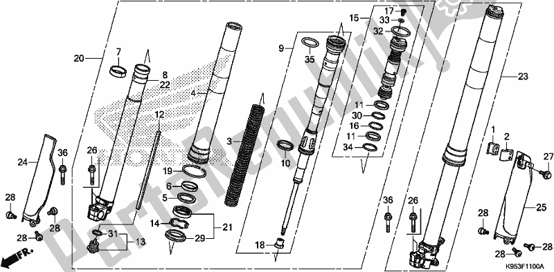 All parts for the Front Fork of the Honda CRF 250R 2019