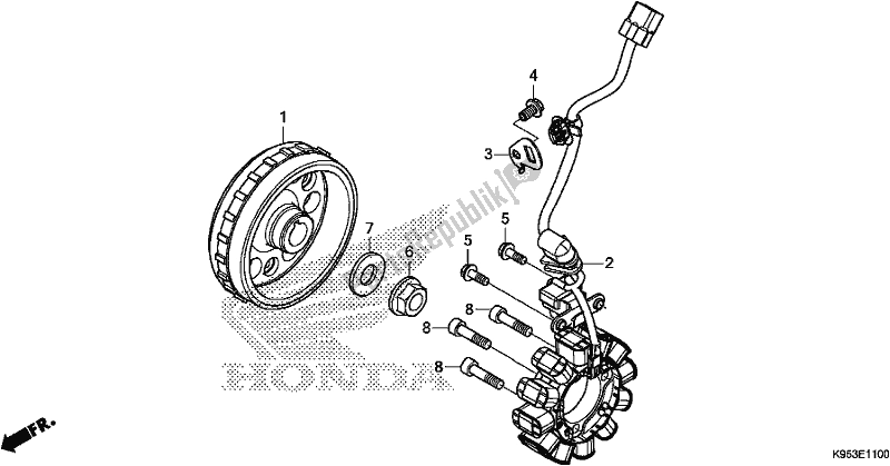 All parts for the Generator of the Honda CRF 250R 2019