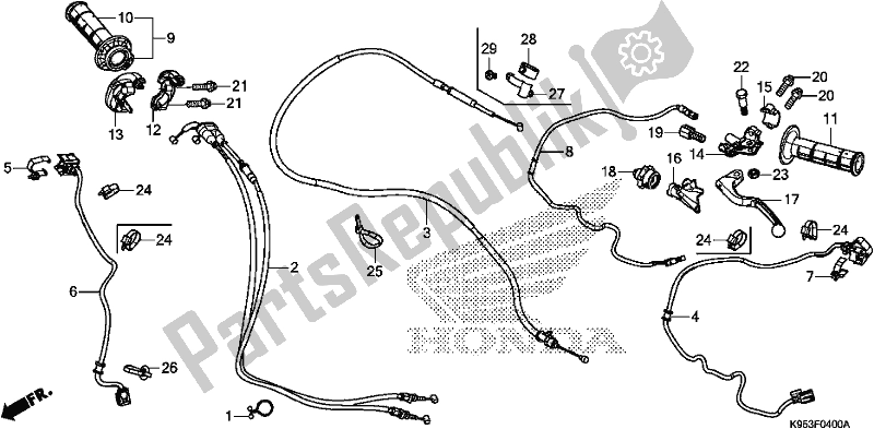 Todas as partes de Handle Lever/switch/cable do Honda CRF 250R 2019