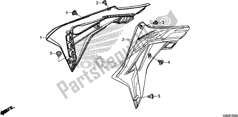 All parts for the Radiator Shroud of the Honda CRF 250R 2019
