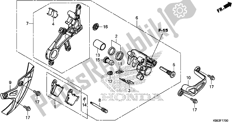 All parts for the Rear Brake Caliper of the Honda CRF 250R 2019