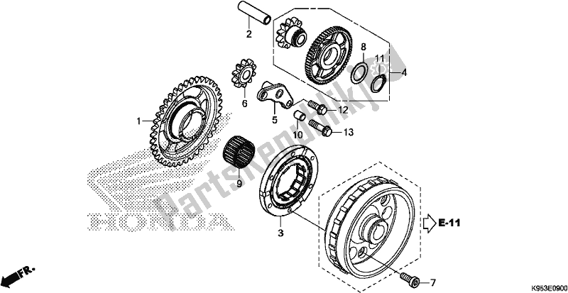 All parts for the Starting Clutch of the Honda CRF 250R 2019