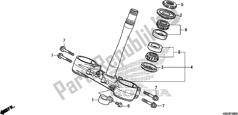 All parts for the Steering Stem of the Honda CRF 250R 2019