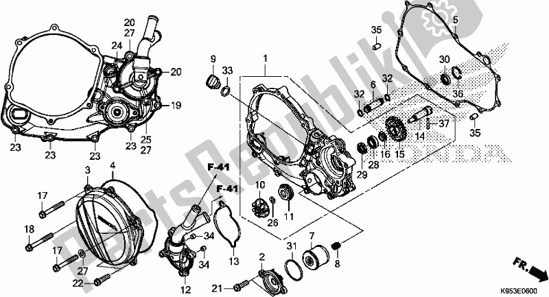 Wszystkie części do Right Crankcase Cover/water Pump Honda CRF 250R 2020