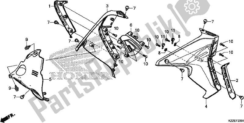 All parts for the Shroud of the Honda CRF 250 RLA 2017