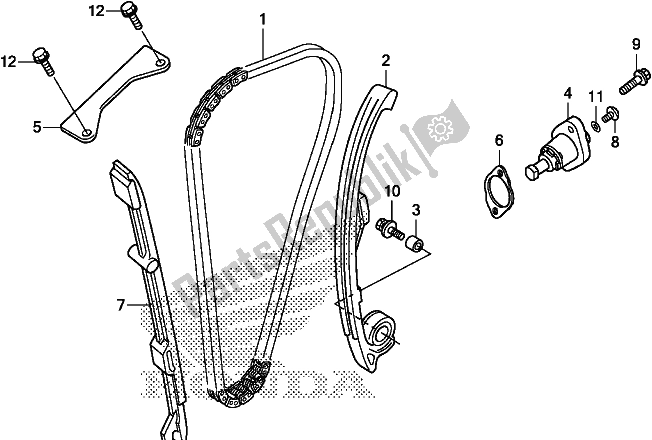 All parts for the Cam Chain/tensioner of the Honda CRF 250 RLA 2018