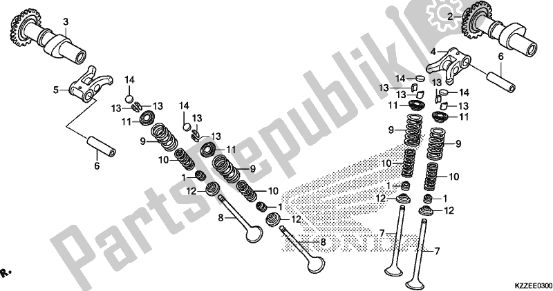 All parts for the Camshaft/valve of the Honda CRF 250 RLA 2018