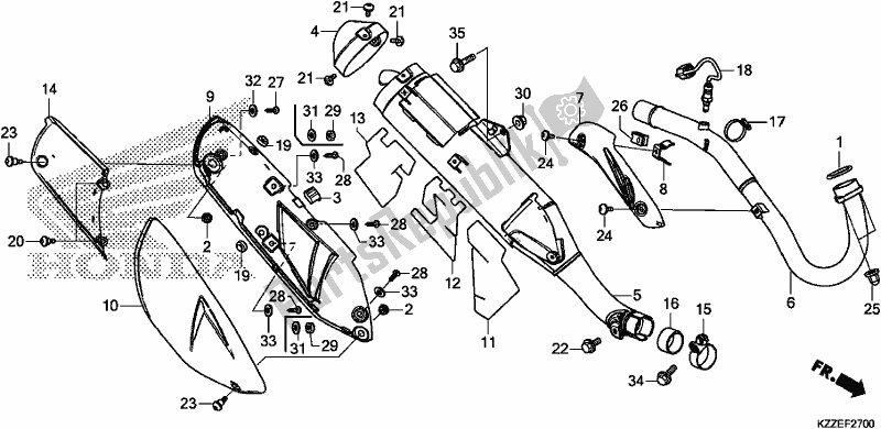 All parts for the Exhaust Muffler of the Honda CRF 250 RLA 2018