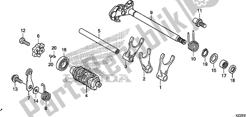 All parts for the Gearshift Drum of the Honda CRF 250 RLA 2018