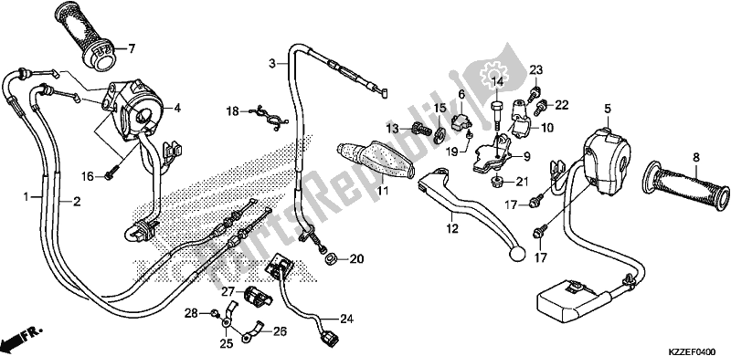 All parts for the Handle Lever/switch/cable of the Honda CRF 250 RLA 2018