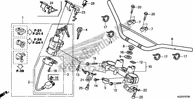 Toutes les pièces pour le Handle Pipe/top Bridge du Honda CRF 250 RLA 2018