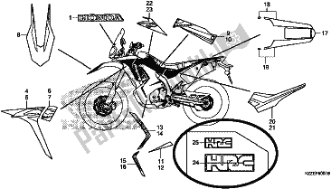 All parts for the Mark/stripe of the Honda CRF 250 RLA 2018