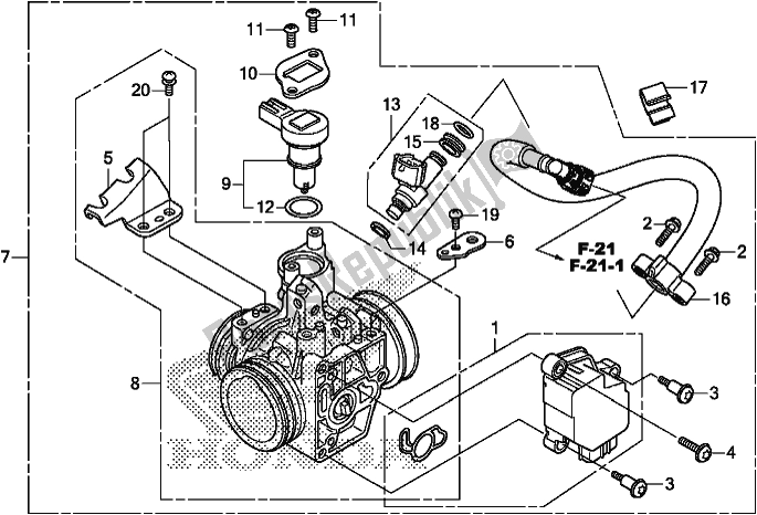 All parts for the Throttle Body of the Honda CRF 250 RLA 2018