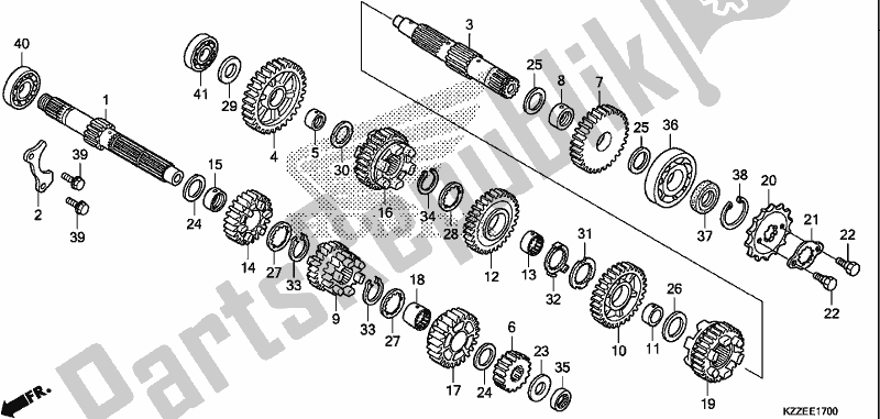 All parts for the Transmission of the Honda CRF 250 RLA 2018