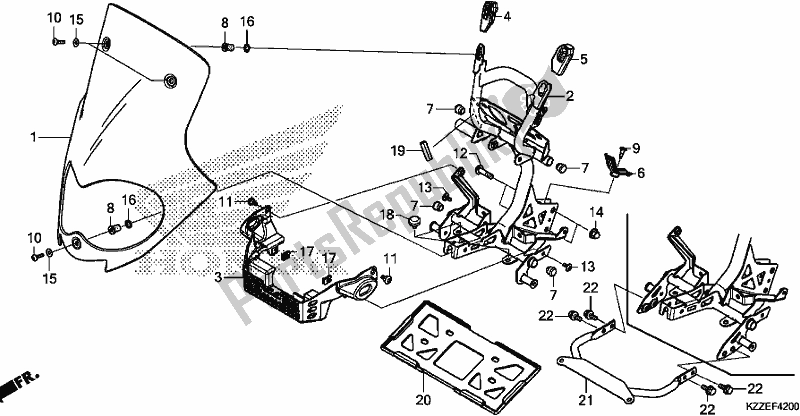 All parts for the Windscreen of the Honda CRF 250 RLA 2018