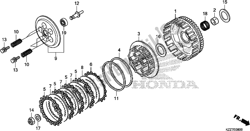 All parts for the Clutch of the Honda CRF 250 RLA 2019