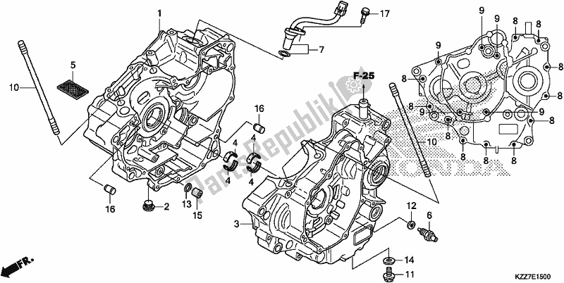 All parts for the Crankcase of the Honda CRF 250 RLA 2019