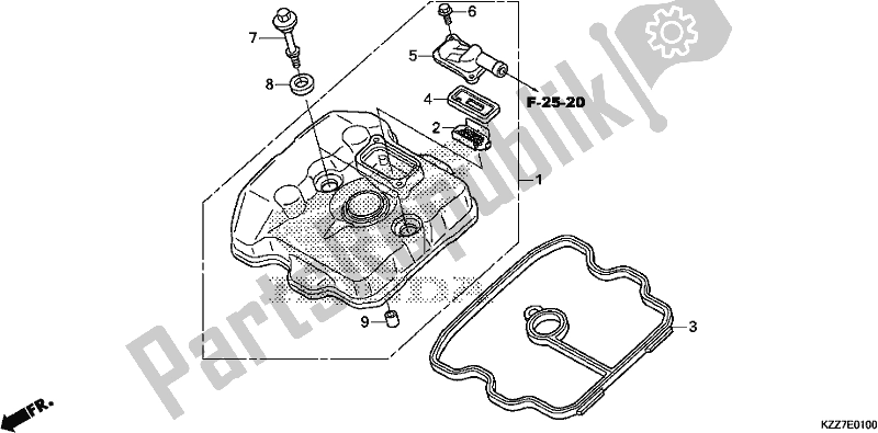 All parts for the Cylinder Head Cover of the Honda CRF 250 RLA 2019