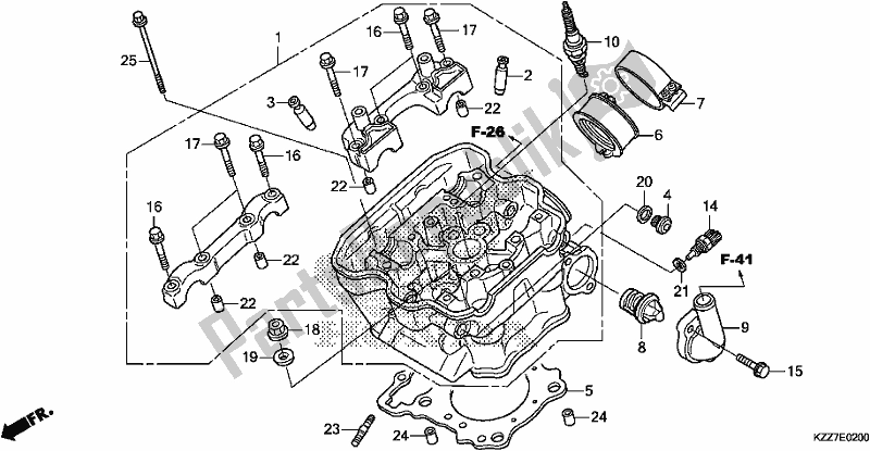 All parts for the Cylinder Head of the Honda CRF 250 RLA 2019