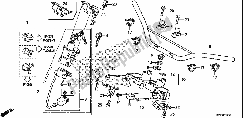 Toutes les pièces pour le Handle Pipe/top Bridge du Honda CRF 250 RLA 2019