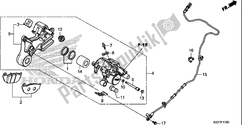 All parts for the Rear Brake Caliper of the Honda CRF 250 RLA 2019