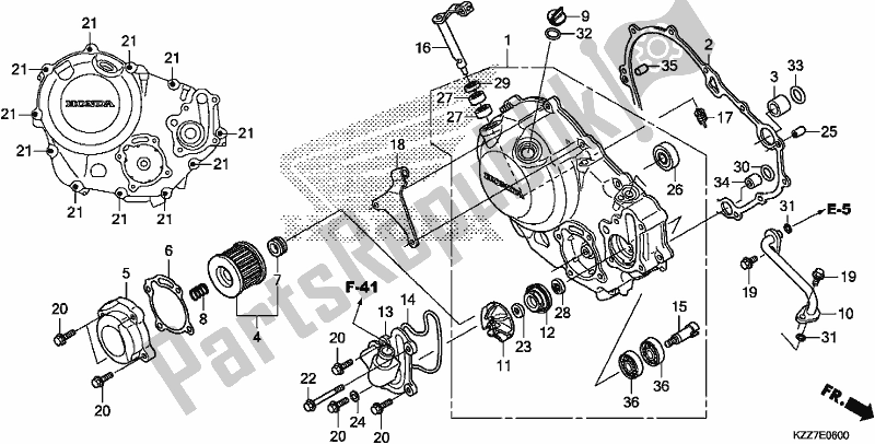 Tutte le parti per il Coperchio Carter Destro del Honda CRF 250 RLA 2019