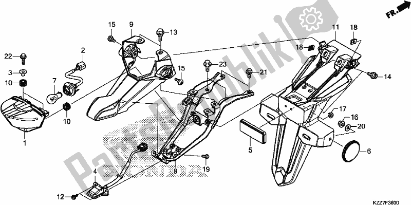 All parts for the Taillight of the Honda CRF 250 RLA 2019