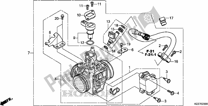 All parts for the Throttle Body of the Honda CRF 250 RLA 2019