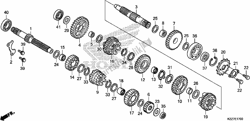 All parts for the Transmission of the Honda CRF 250 RLA 2019