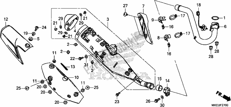 All parts for the Exhaust Muffler of the Honda CRF 450L 2019