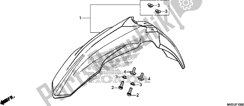 All parts for the Front Fender of the Honda CRF 450L 2019