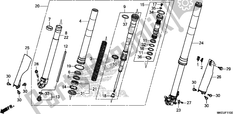 Toutes les pièces pour le Fourche Avant du Honda CRF 450L 2019