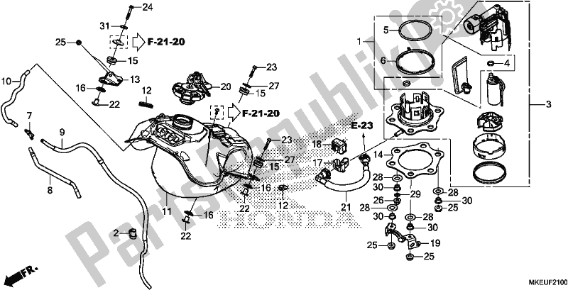 Todas as partes de Tanque De Combustível do Honda CRF 450L 2019