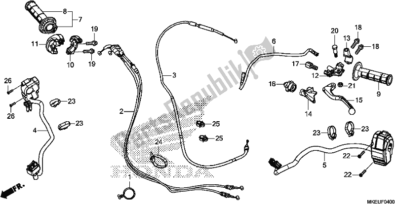 All parts for the Handle Lever/switch/cable of the Honda CRF 450L 2019