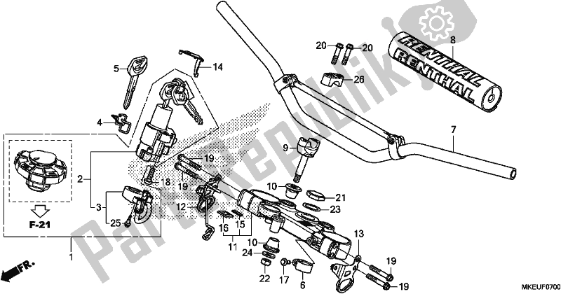 Wszystkie części do Handle Pipe/top Bridge Honda CRF 450L 2019