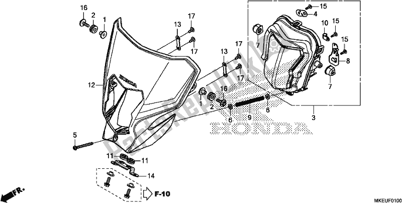 All parts for the Headlight of the Honda CRF 450L 2019