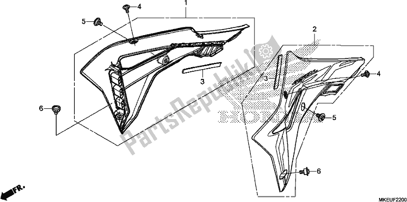 All parts for the Radiator Shroud of the Honda CRF 450L 2019