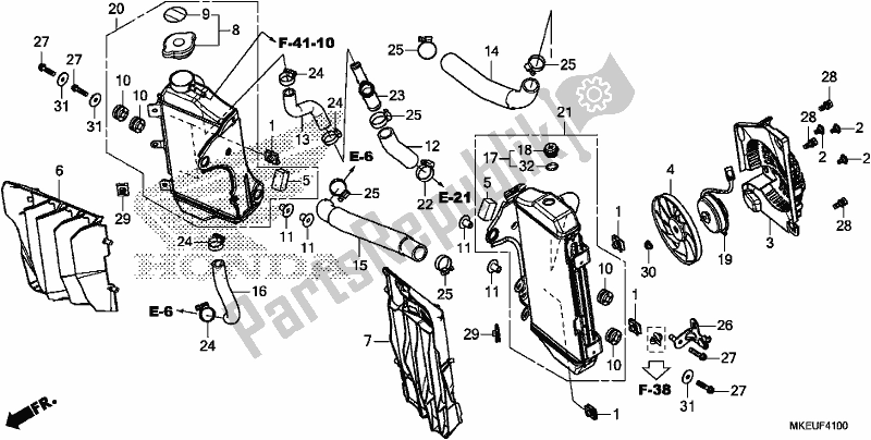 All parts for the Radiator of the Honda CRF 450L 2019
