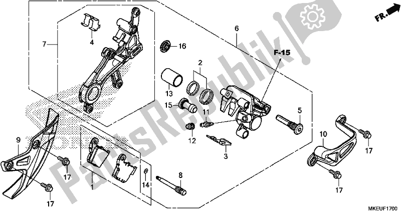 All parts for the Rear Brake Caliper of the Honda CRF 450L 2019