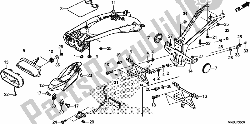 All parts for the Taillight of the Honda CRF 450L 2019