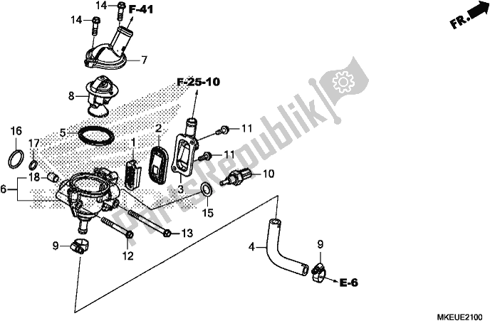 All parts for the Thermostat/hose of the Honda CRF 450L 2019