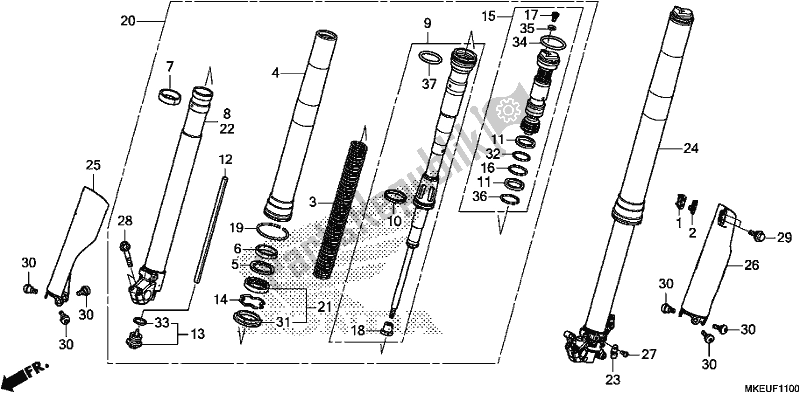 All parts for the Front Fork of the Honda CRF 450L 2020