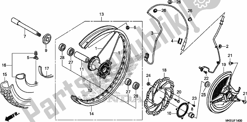 All parts for the Front Wheel of the Honda CRF 450L 2020