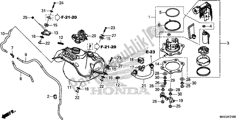 Todas as partes de Tanque De Combustível do Honda CRF 450L 2020