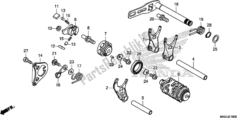 All parts for the Gearshift Drum of the Honda CRF 450L 2020